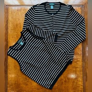 Ralph Lauren Silk Blend Twinset Gold Shell S + Cardigan M Pearl Buttons